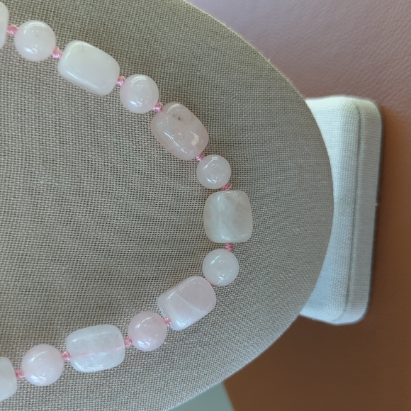 Pink Rose Quartz Necklace 22" - Picture 3 of 5